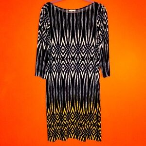 LAST CALL Woman’s Black /White/Yellow Geometric Patterned Dress 12/14/16 Lg XL